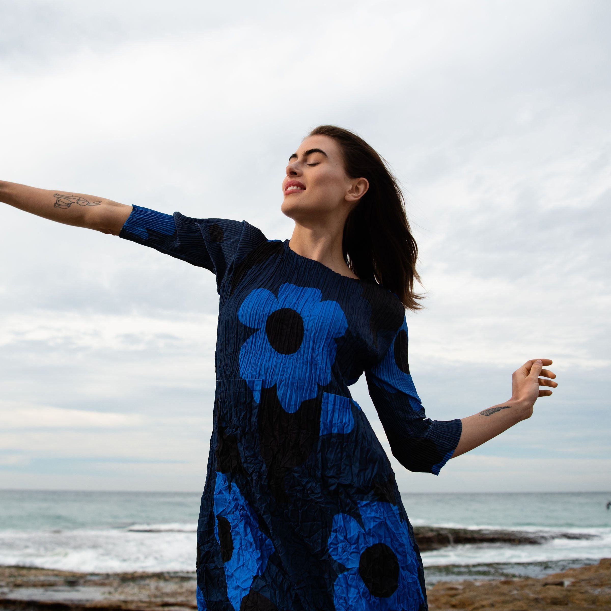 3/4 Sleeve Smash Pocket Dress - Prints