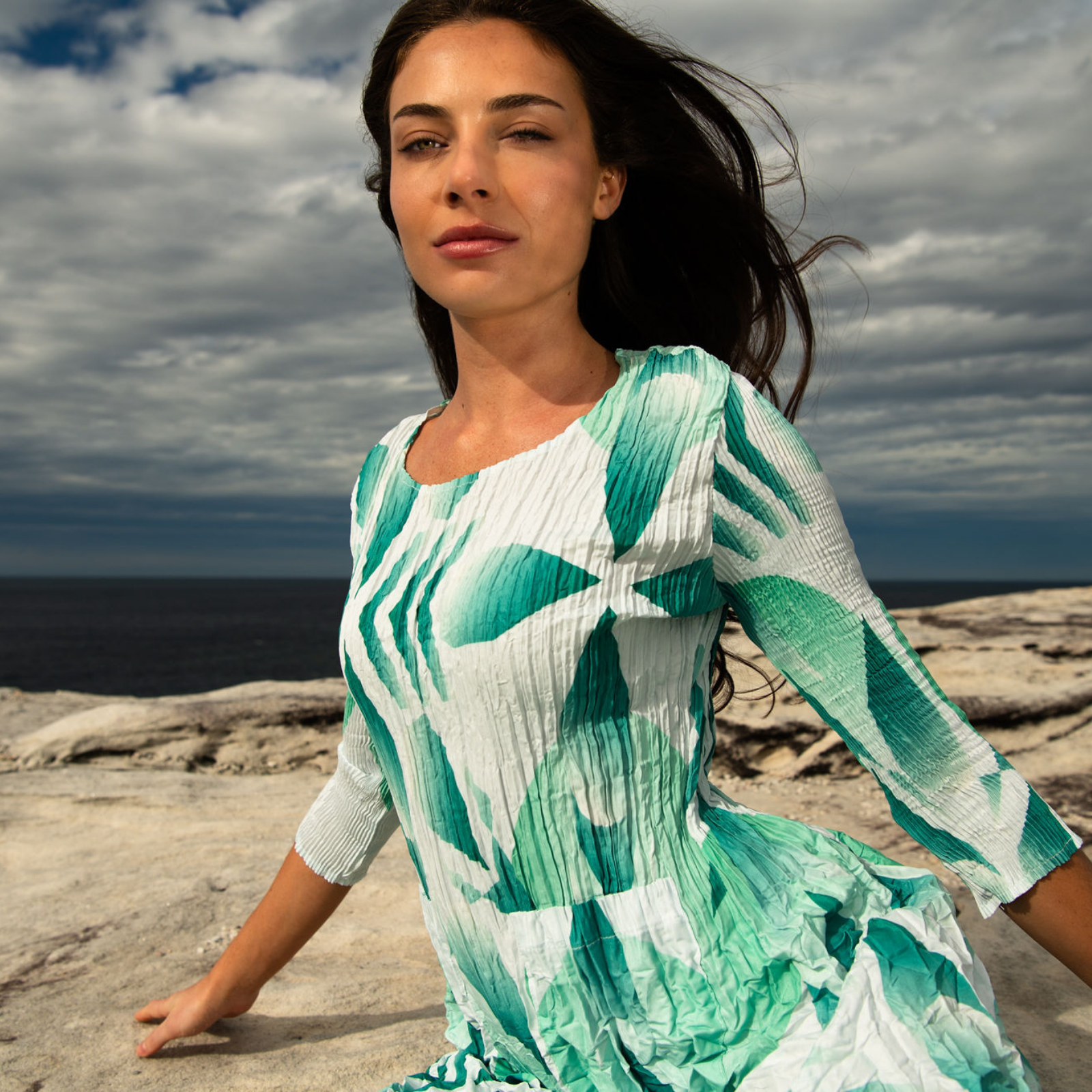 3/4 Sleeve Smash Pocket Dress - Prints