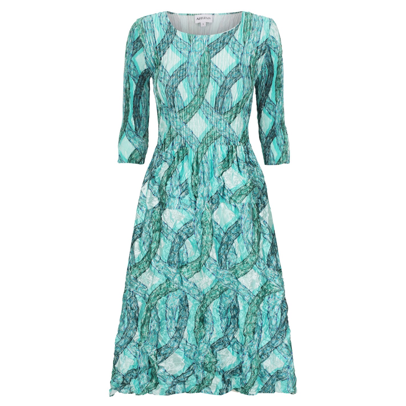 3/4 Sleeve Smash Pocket Dress - Glossy