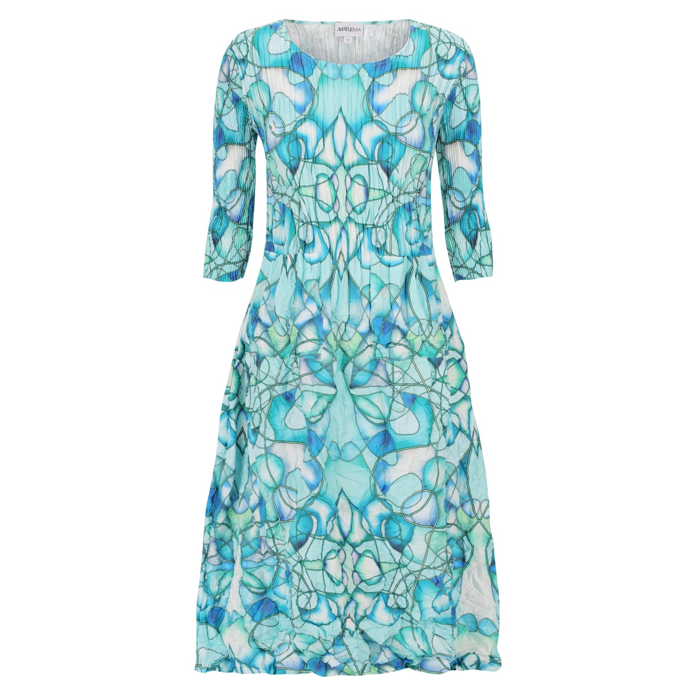 3/4 Sleeve Smash Pocket Dress - Prints