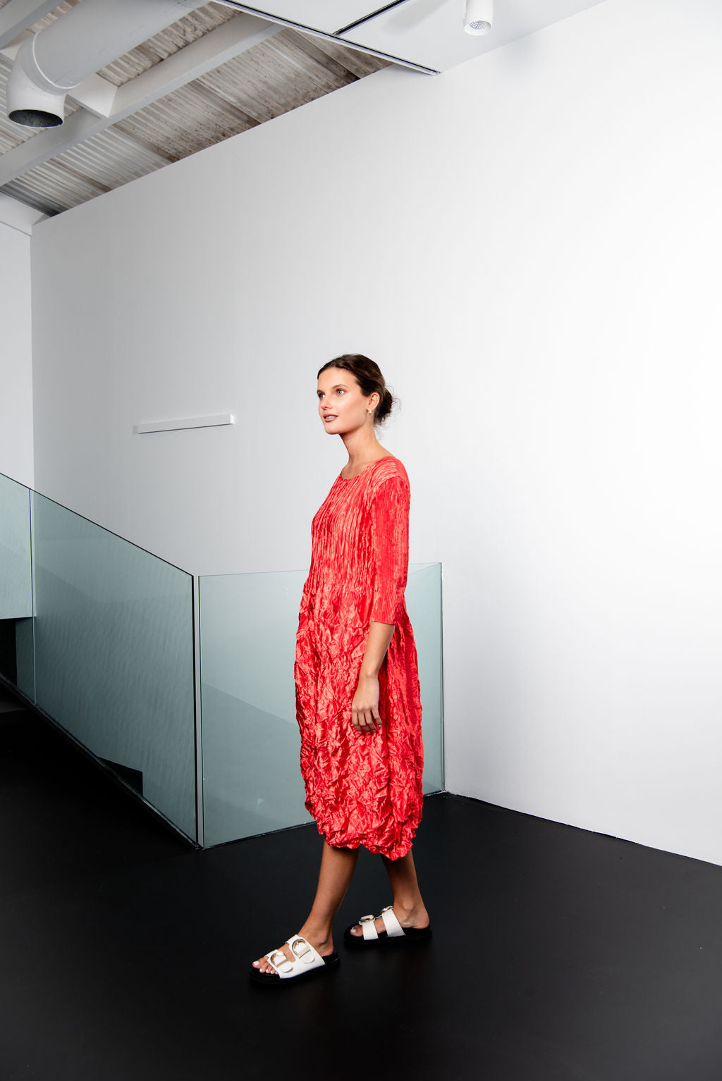 3/4 Sleeve Smash Pocket Dress - Glossy