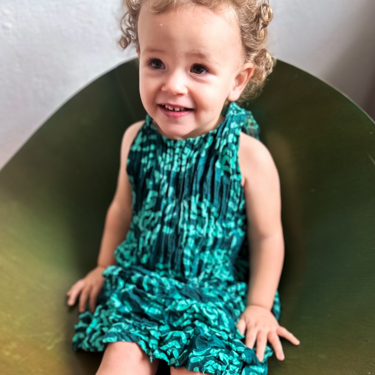 Mini Smash Pocket Dress | Green Cockatoo