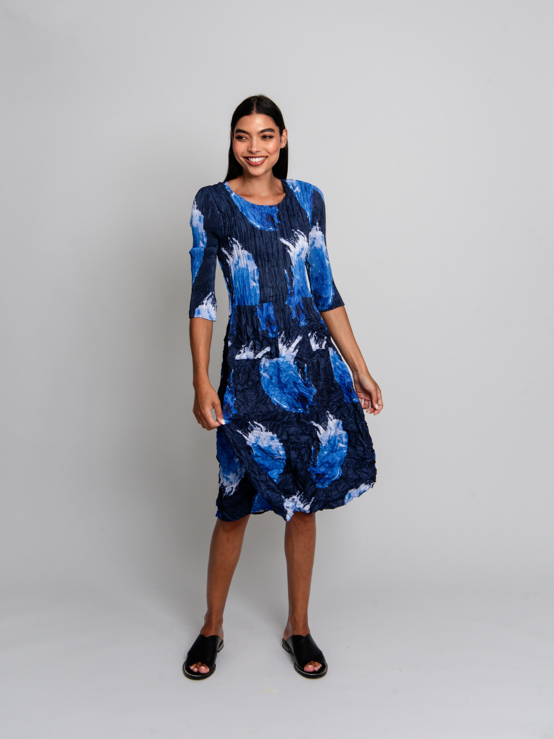 3/4 Sleeve Smash Pocket Dress - Prints