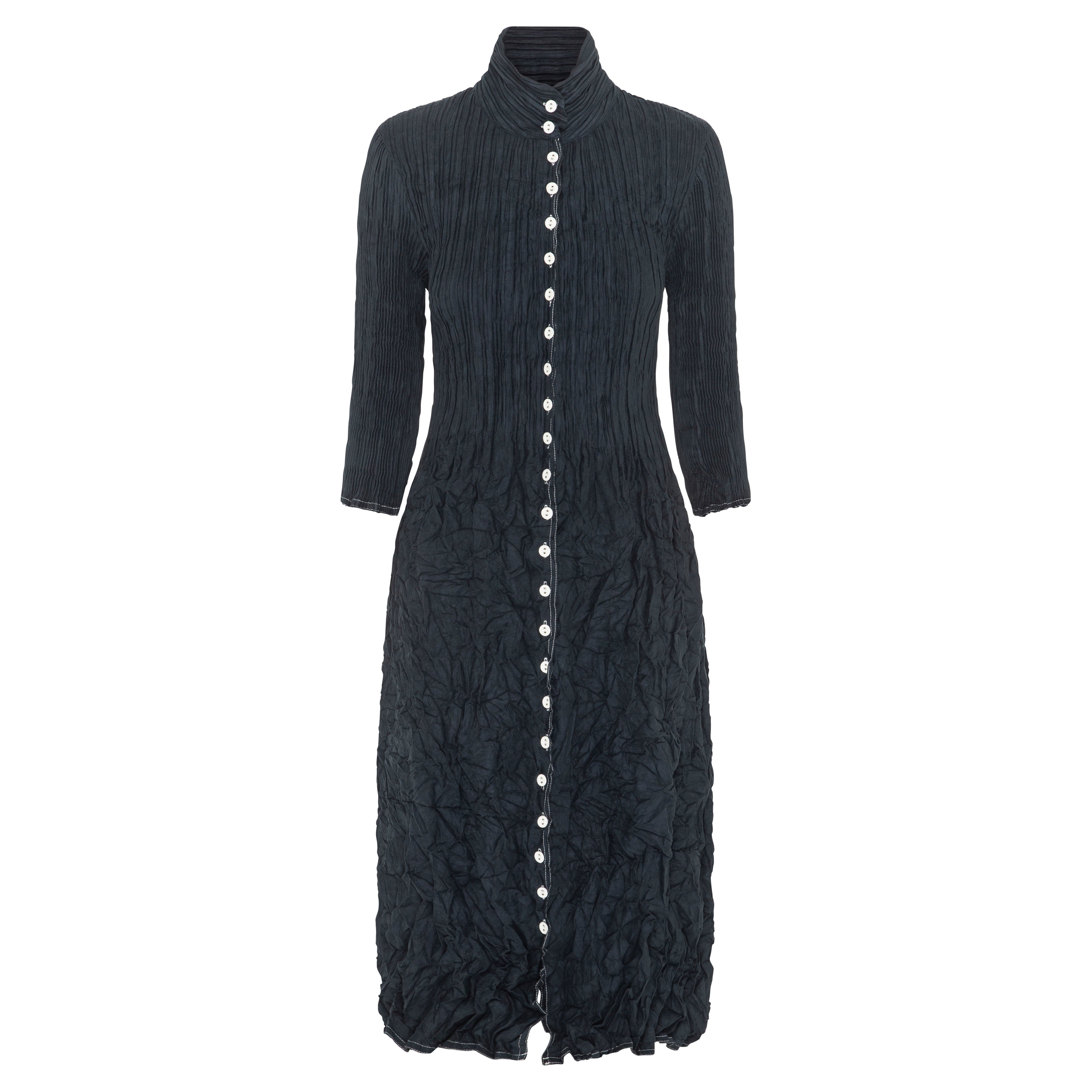 Suede Nehru Coat Dress