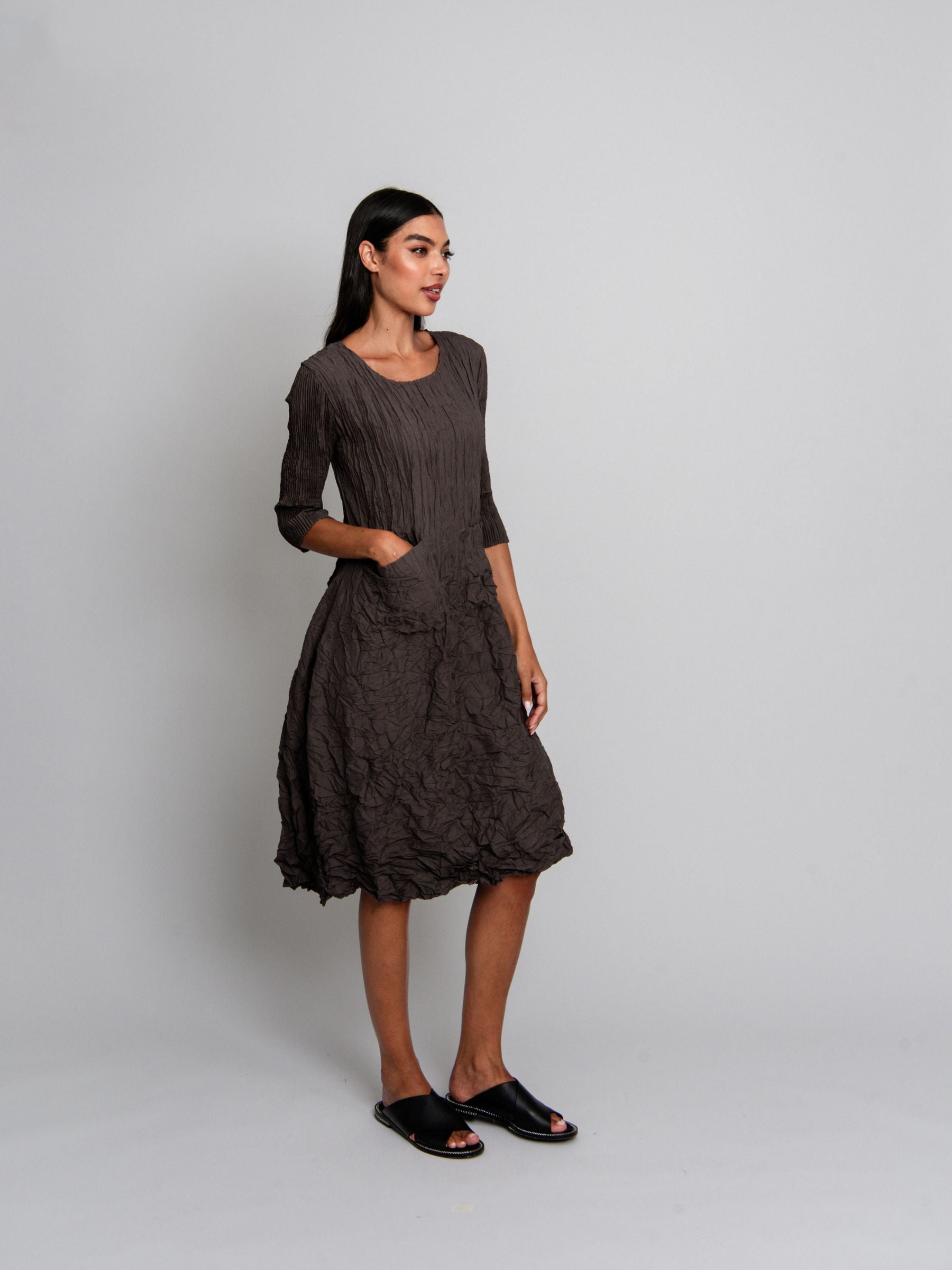3/4 Sleeve Smash Pocket Dress - Plain Colours | AW26
