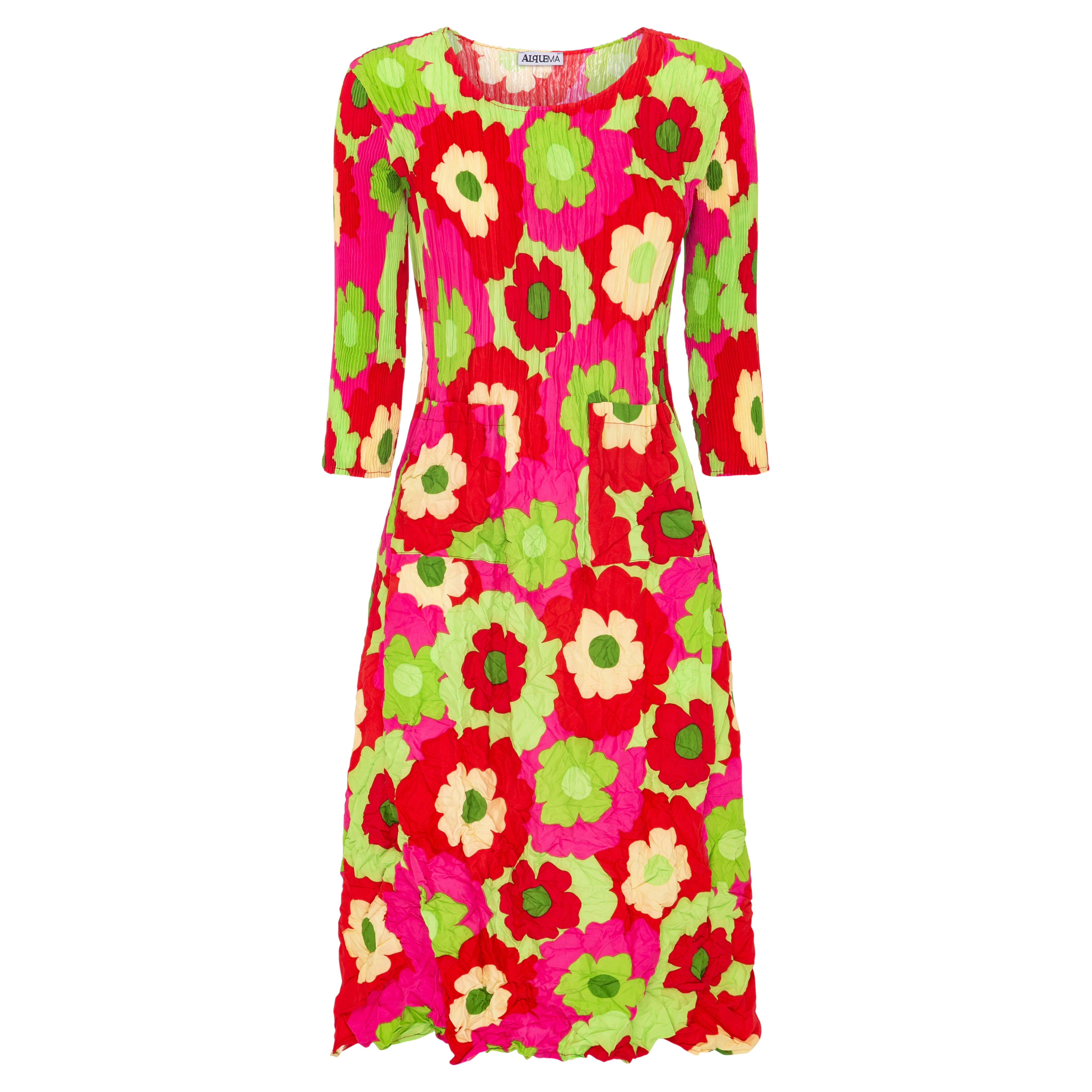 3/4 Sleeve Smash Pocket Dress - Prints