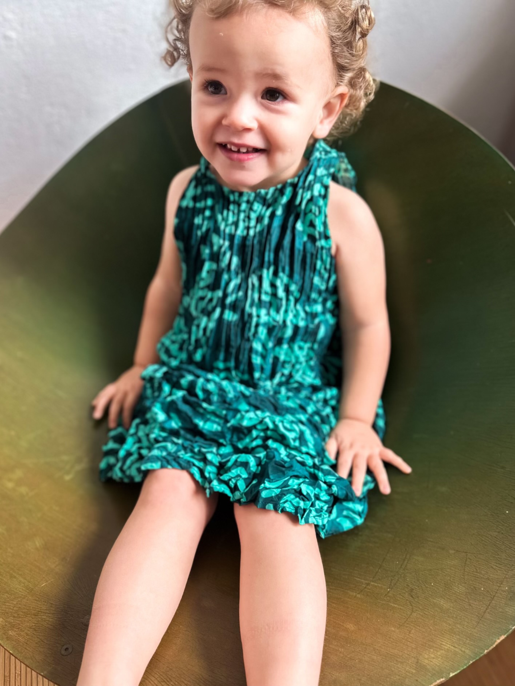 NEW | Mini Smash Pocket Dress | Green Cockatoo